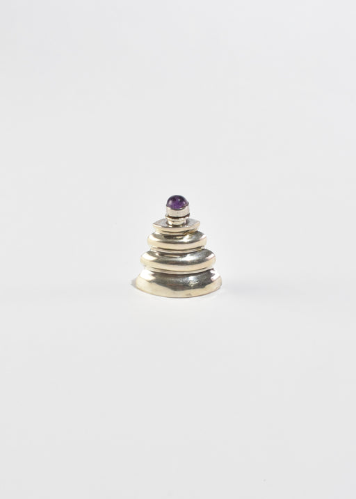 Ribbed Silver Amethyst Perfume Bottle