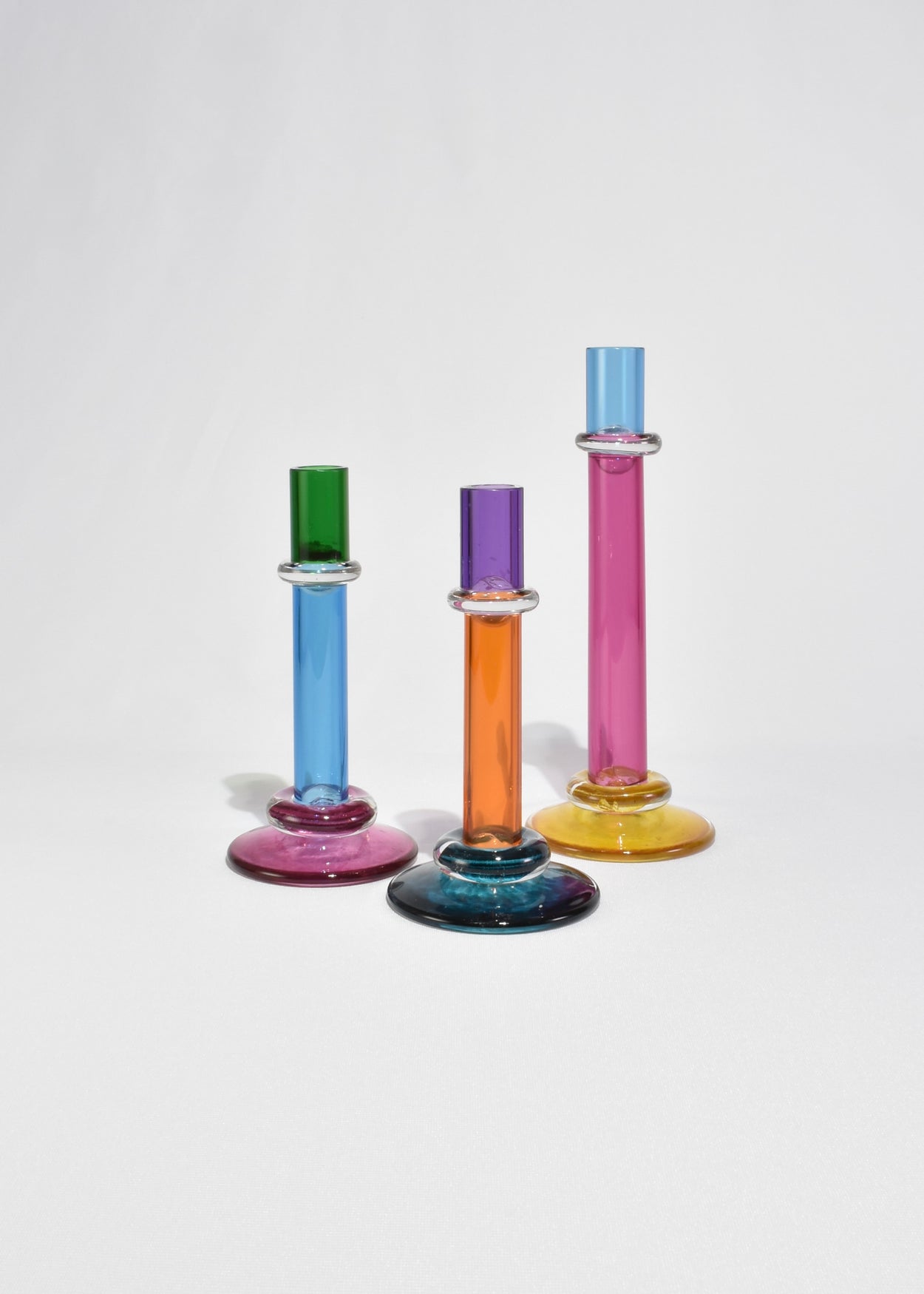 Colorful Glass Candleholder Set