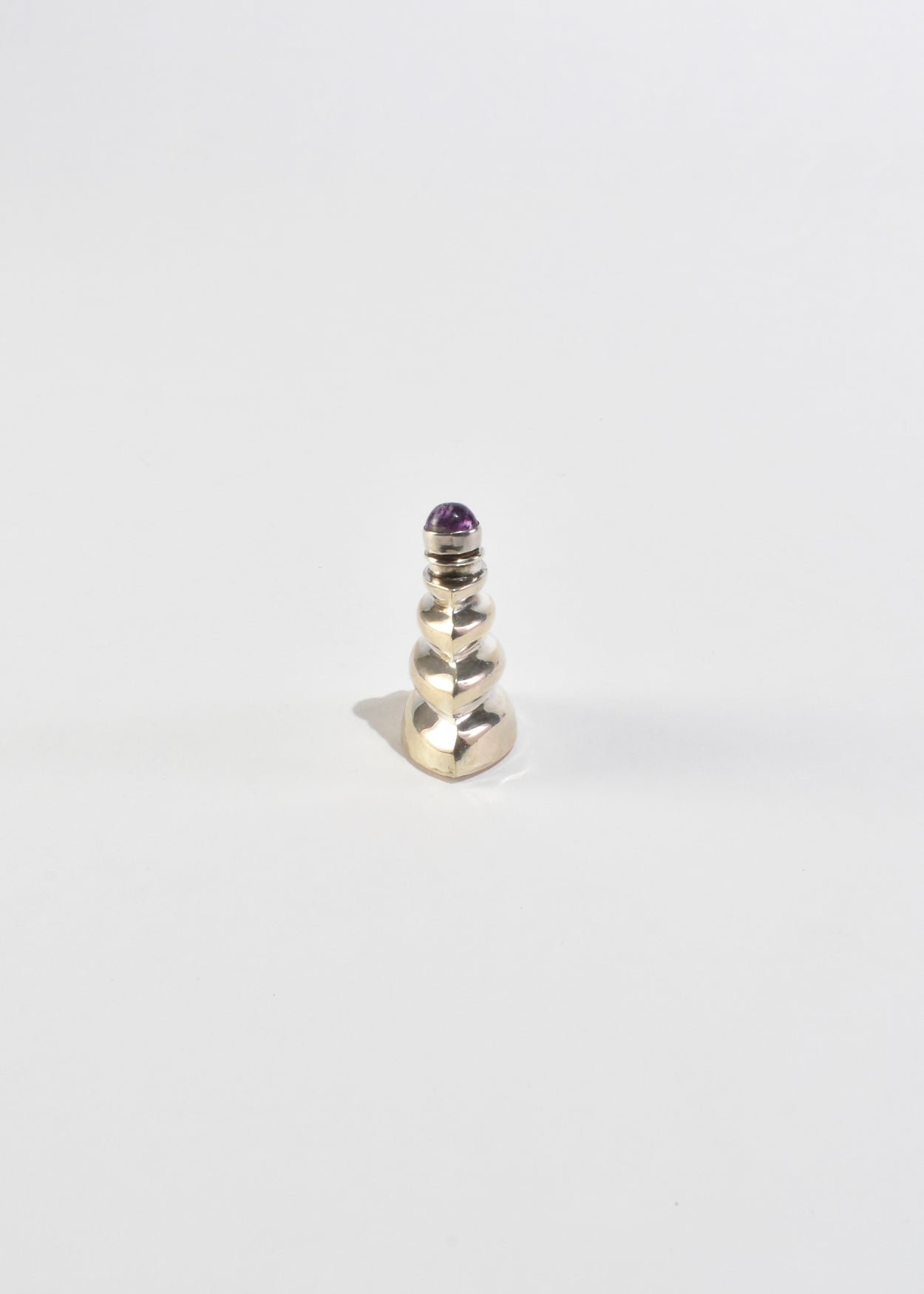 Ribbed Silver Amethyst Perfume Bottle