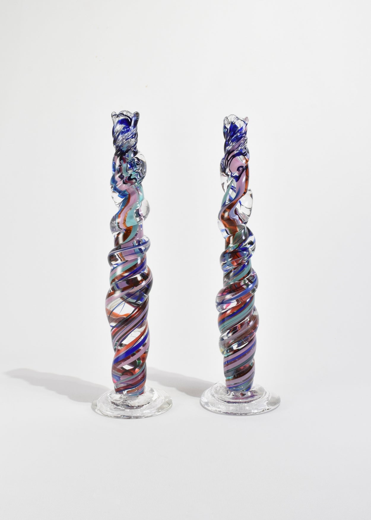 Tall Twisted Glass Candleholders