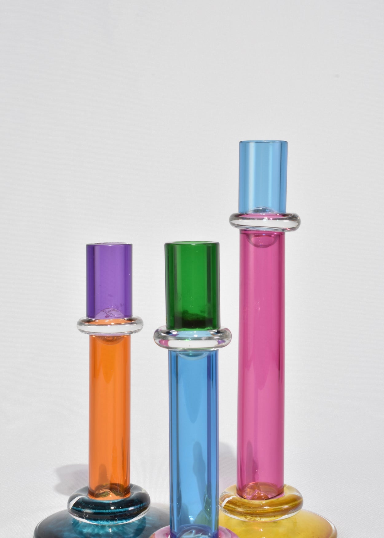 Colorful Glass Candleholder Set