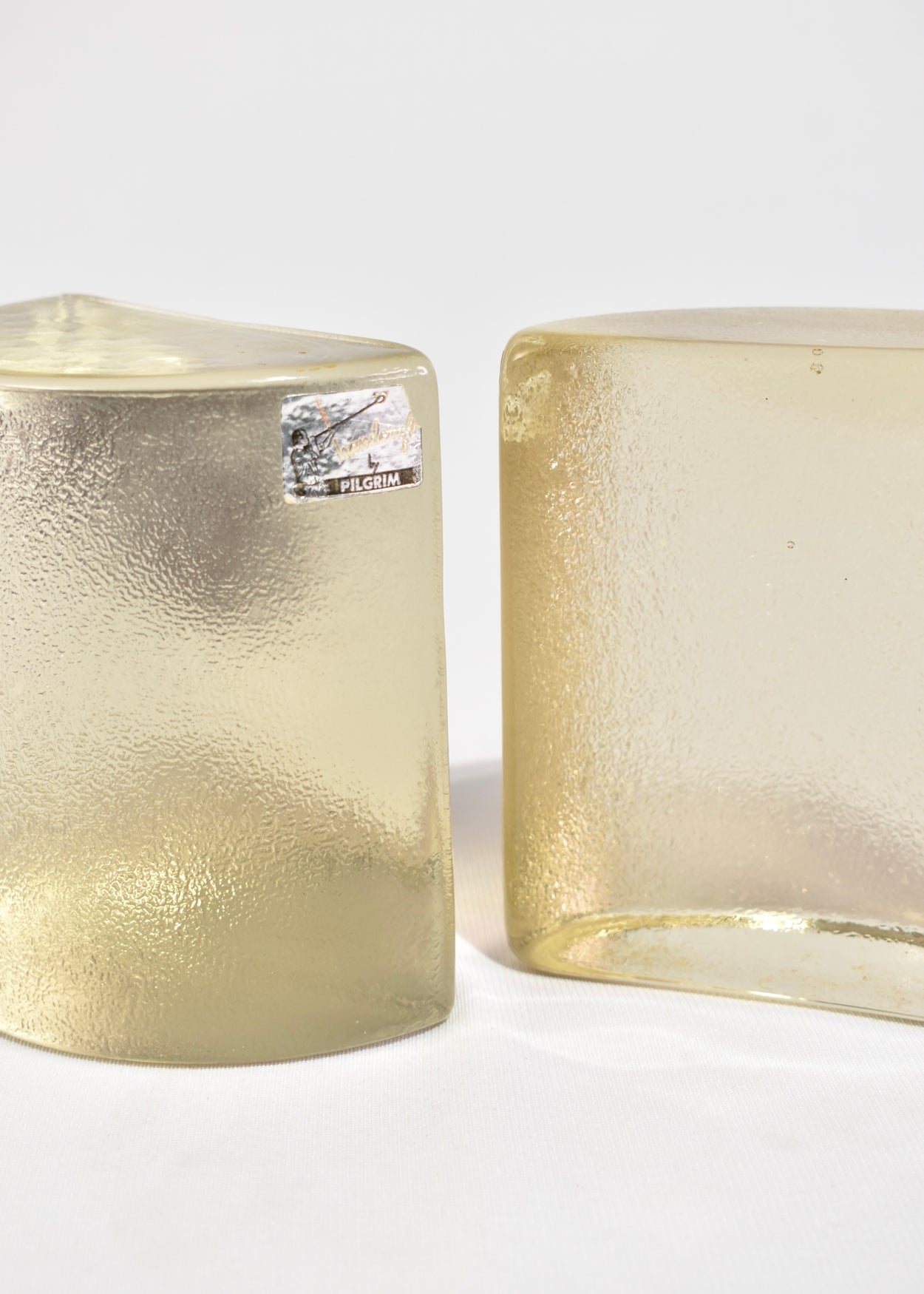Textured Half Moon Glass Bookends