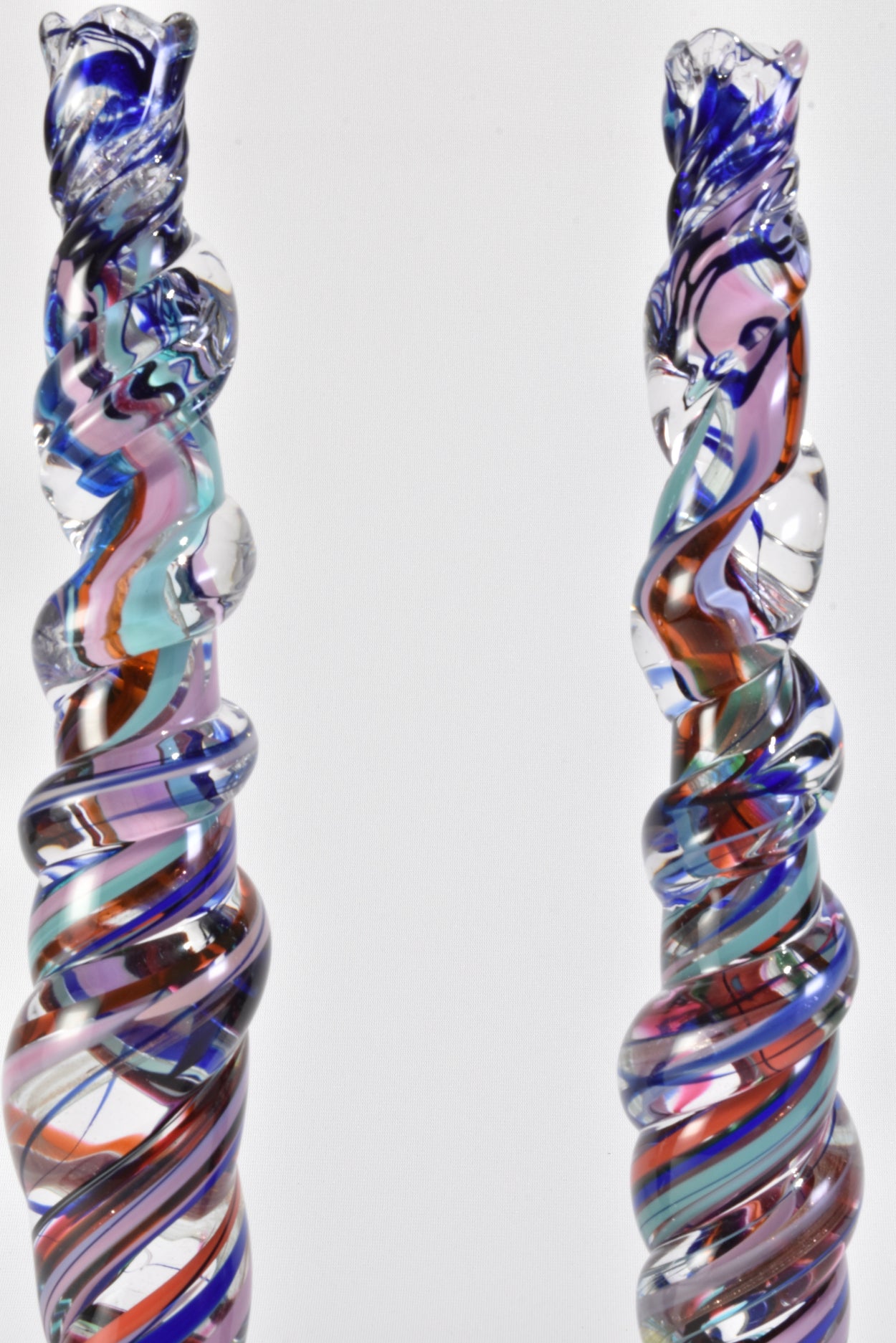 Tall Twisted Glass Candleholders