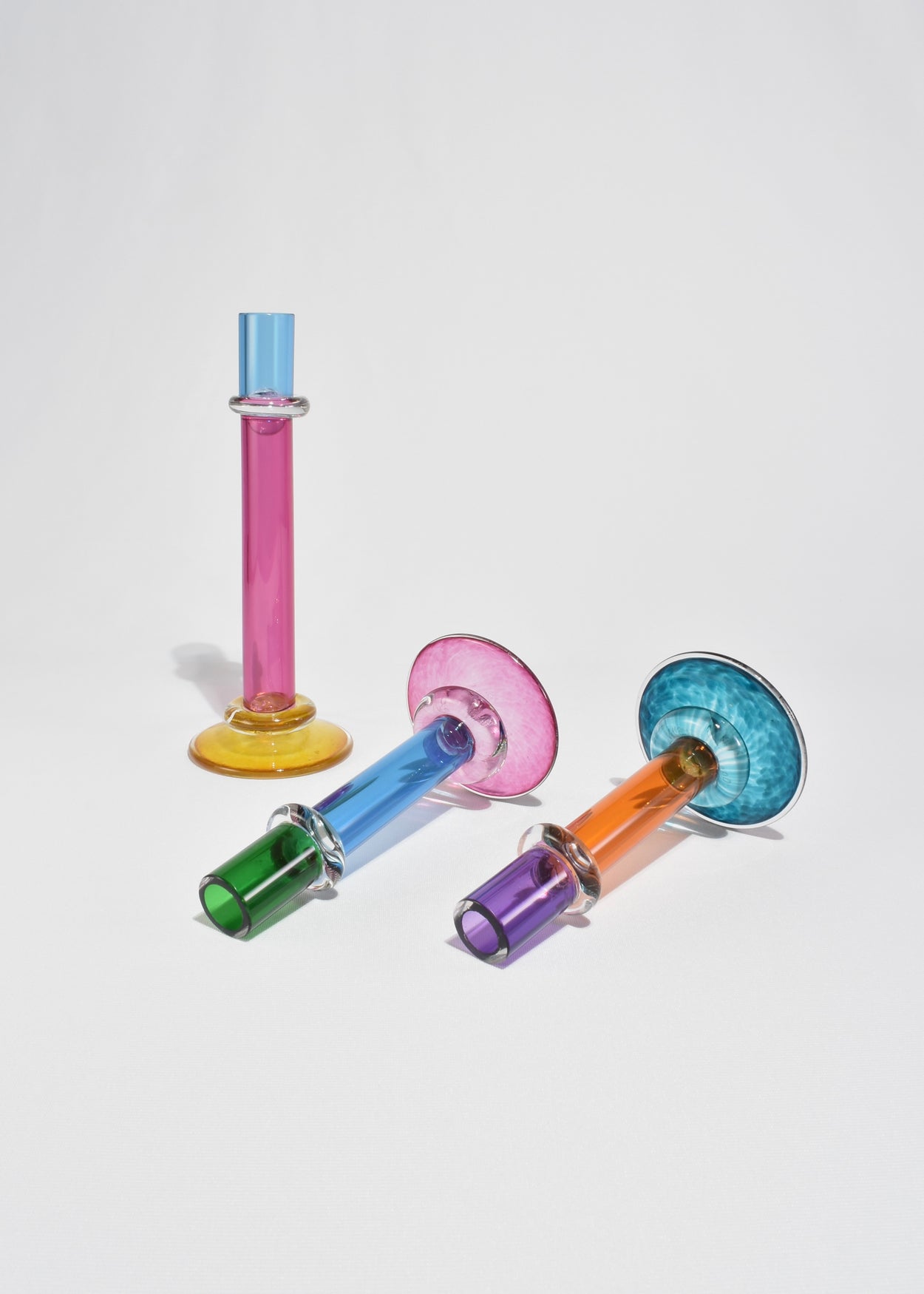 Colorful Glass Candleholder Set