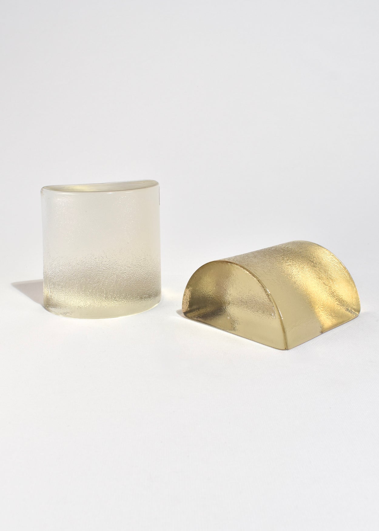 Textured Half Moon Glass Bookends