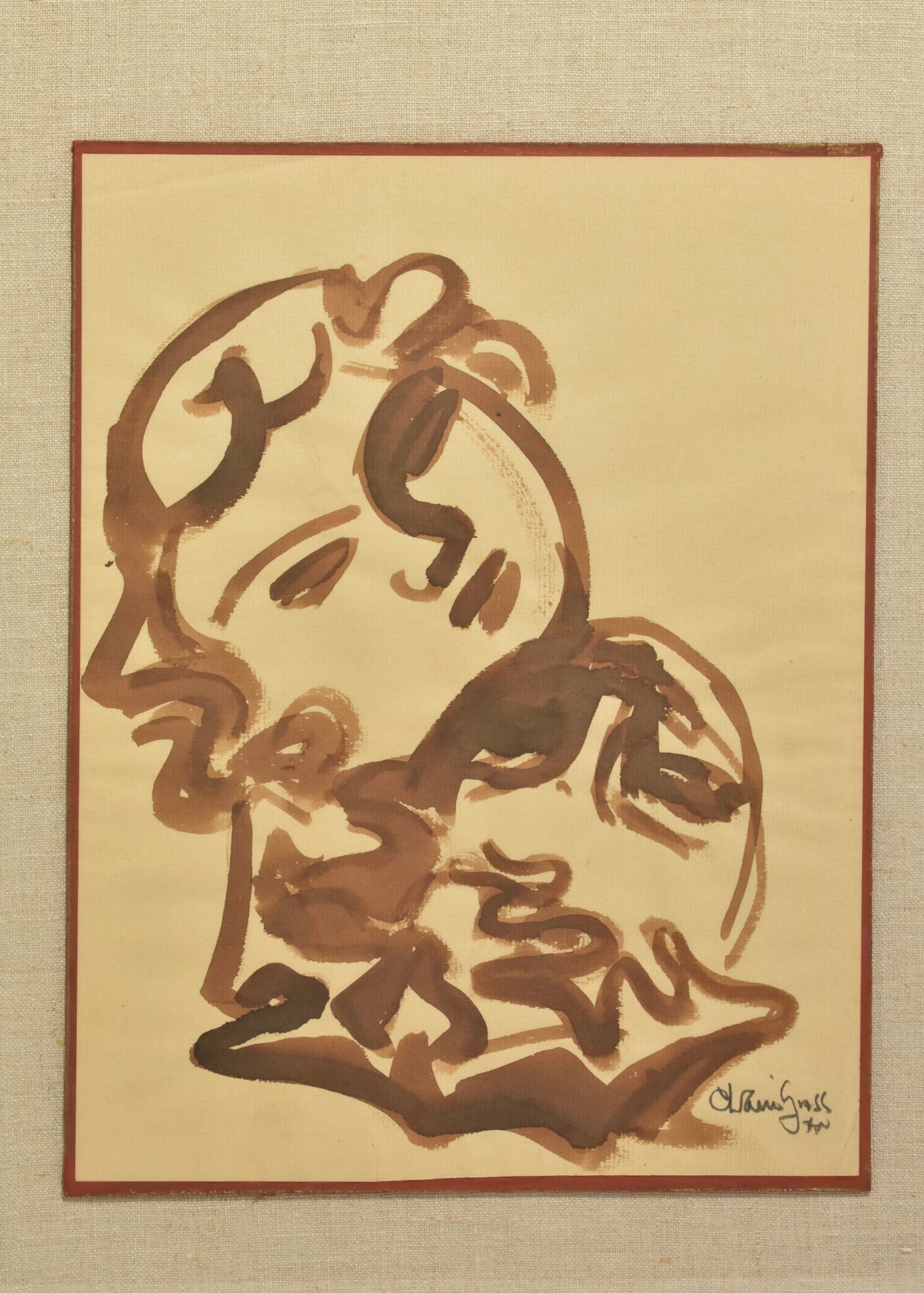 Ink Wash Drawing, Framed