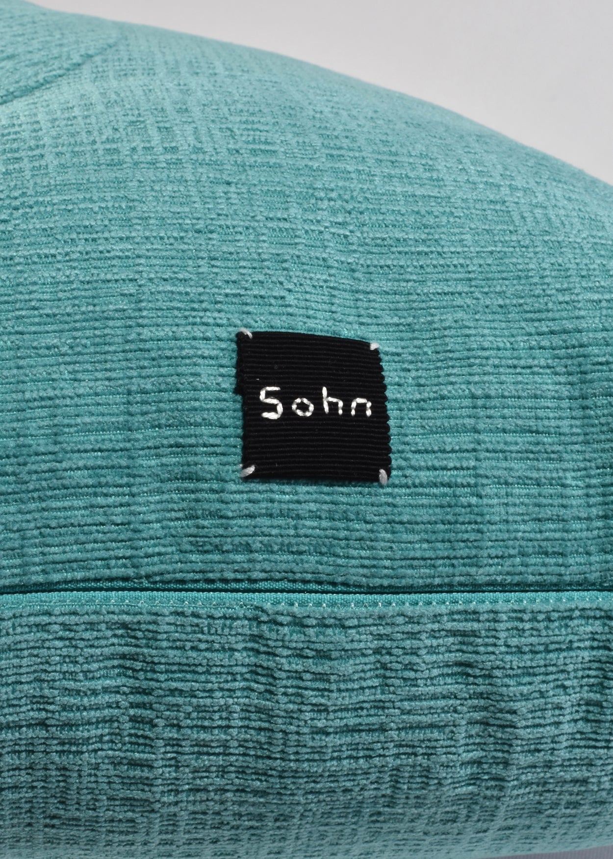 Left Hand Pillow in Teal Chenille