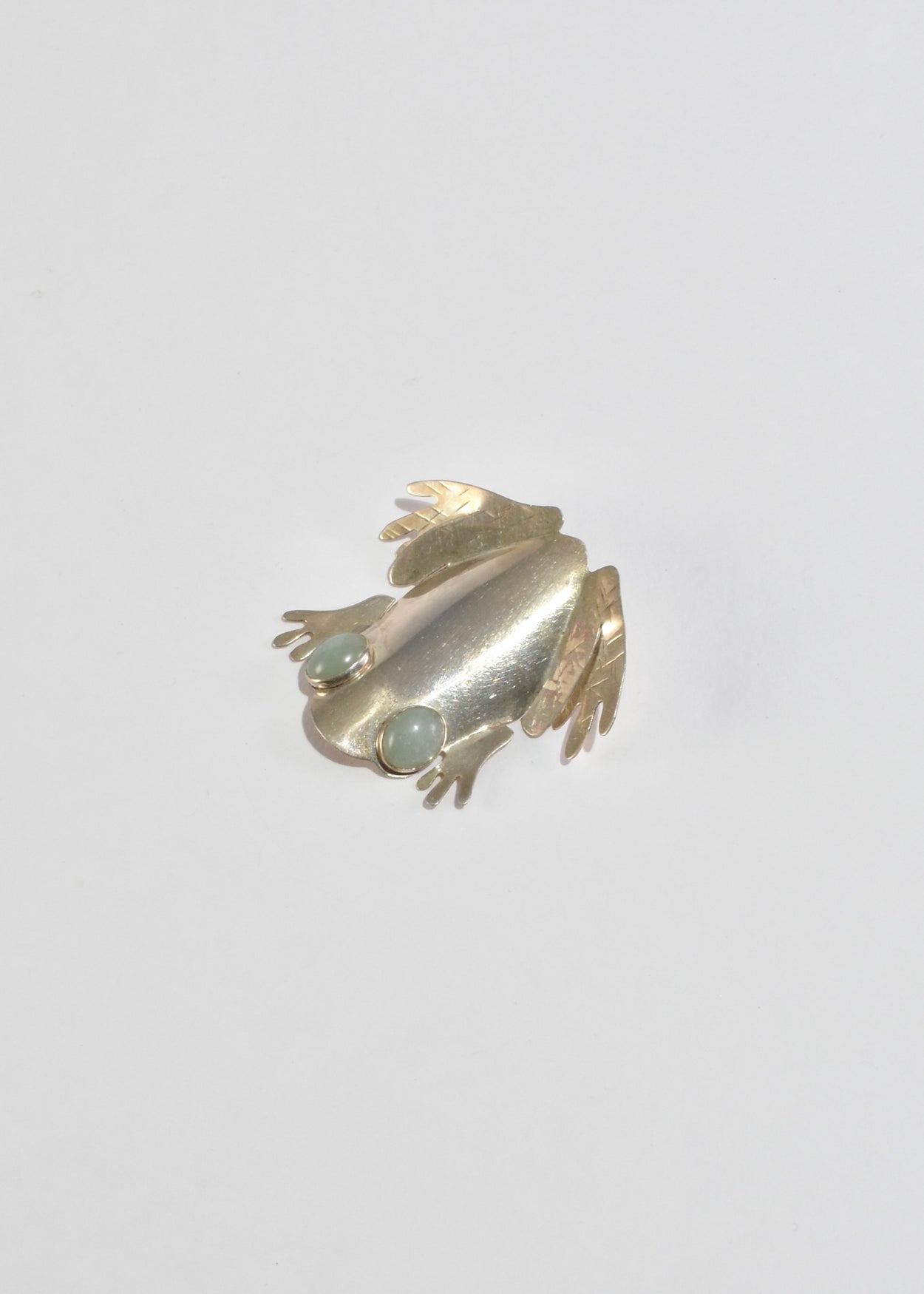 Aventurine Frog Brooch