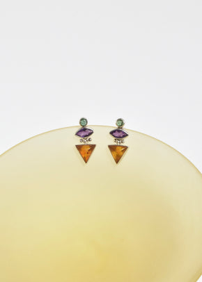 Peridot Amber Amethyst Earrings