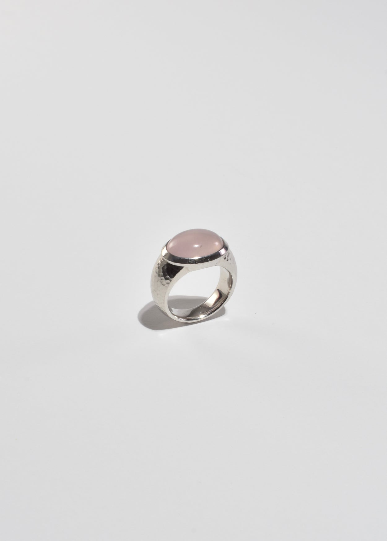 Hammered Rose Quartz Ring
