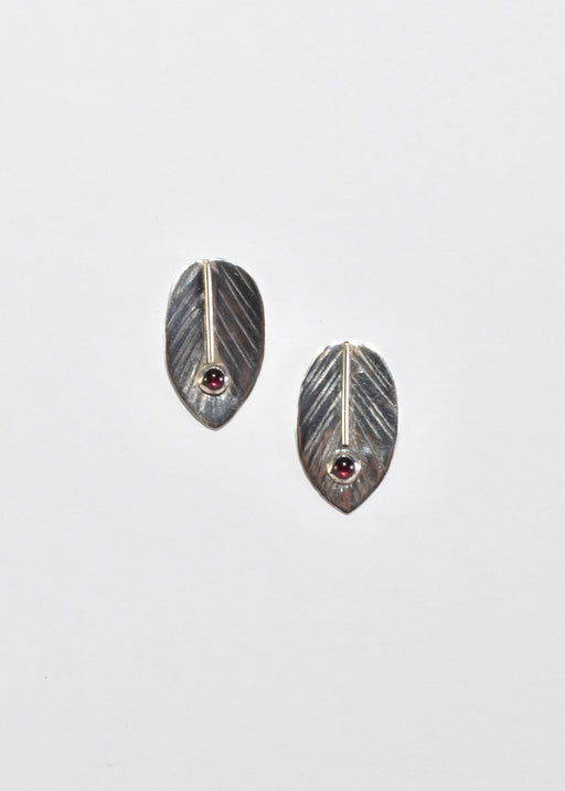 Garnet Leaf Earrings