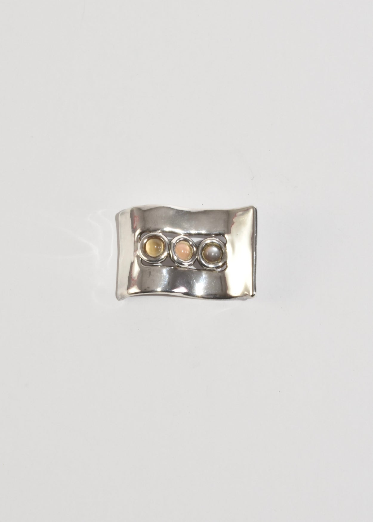 Curved Moonstone Brooch