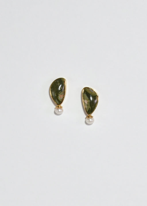 Green Onyx Pearl Earrings