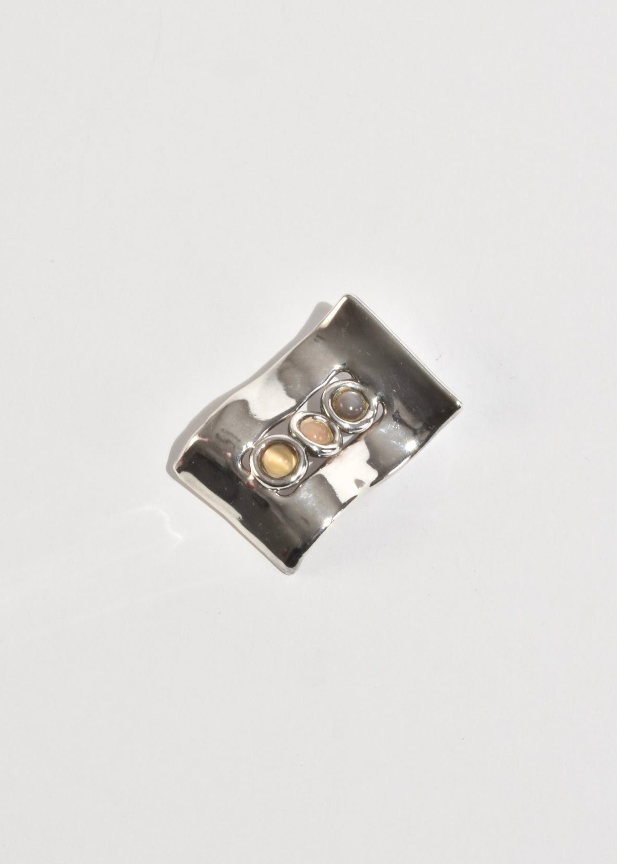 Curved Moonstone Brooch