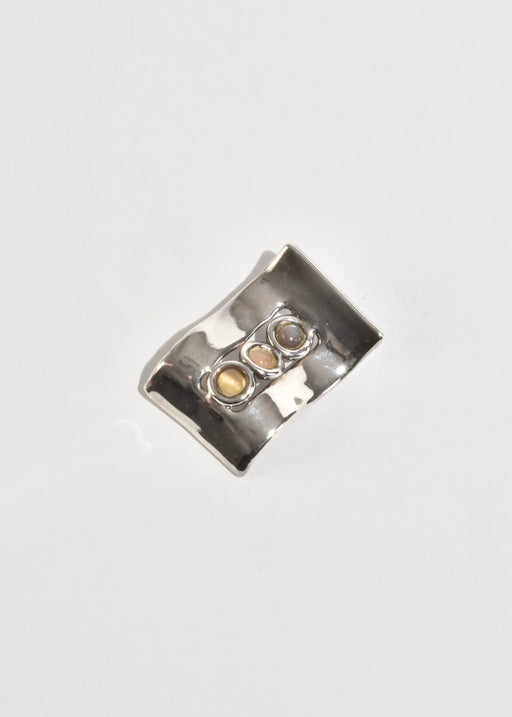 Curved Moonstone Brooch