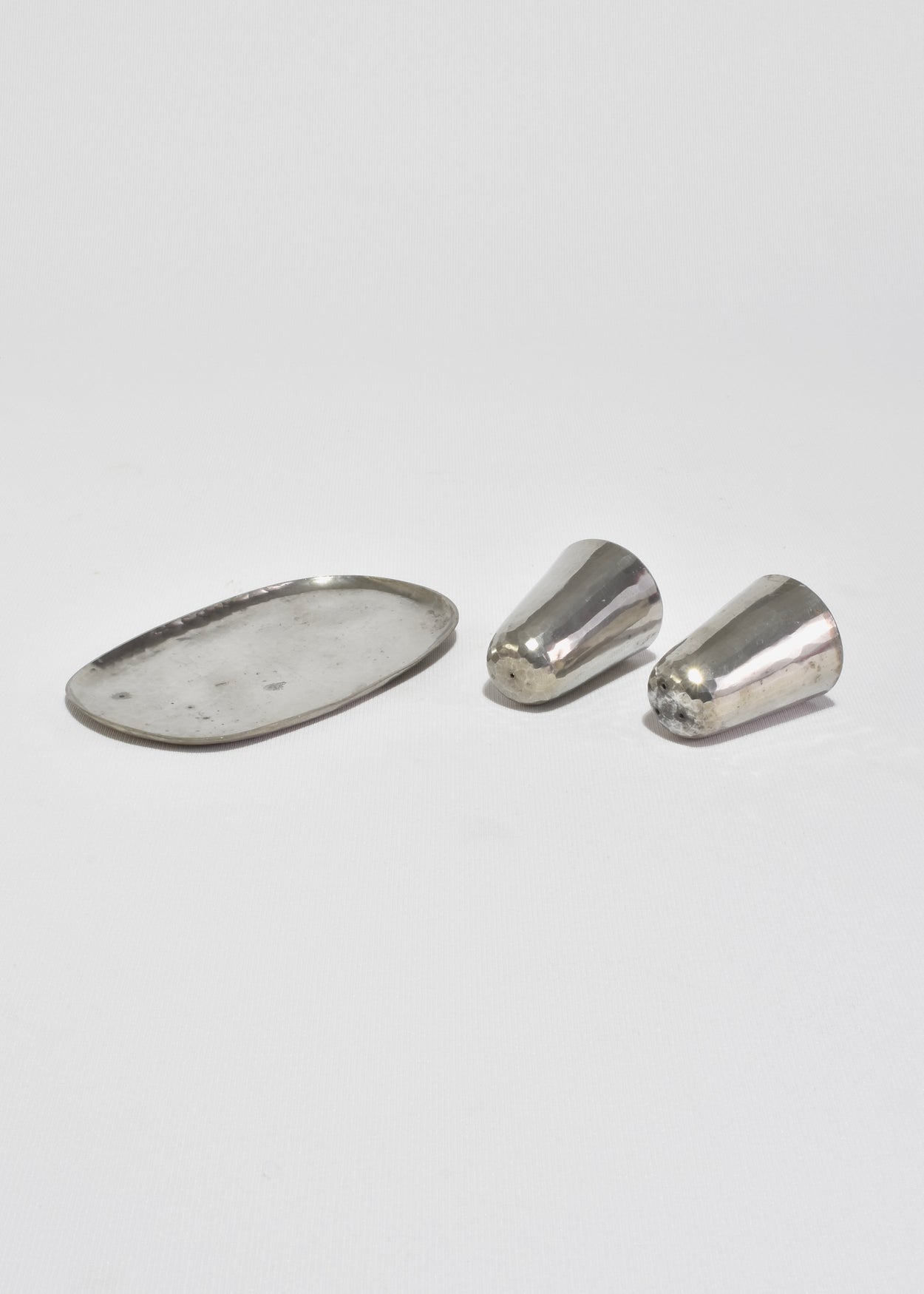 Hammered Pewter Salt and Pepper Shakers