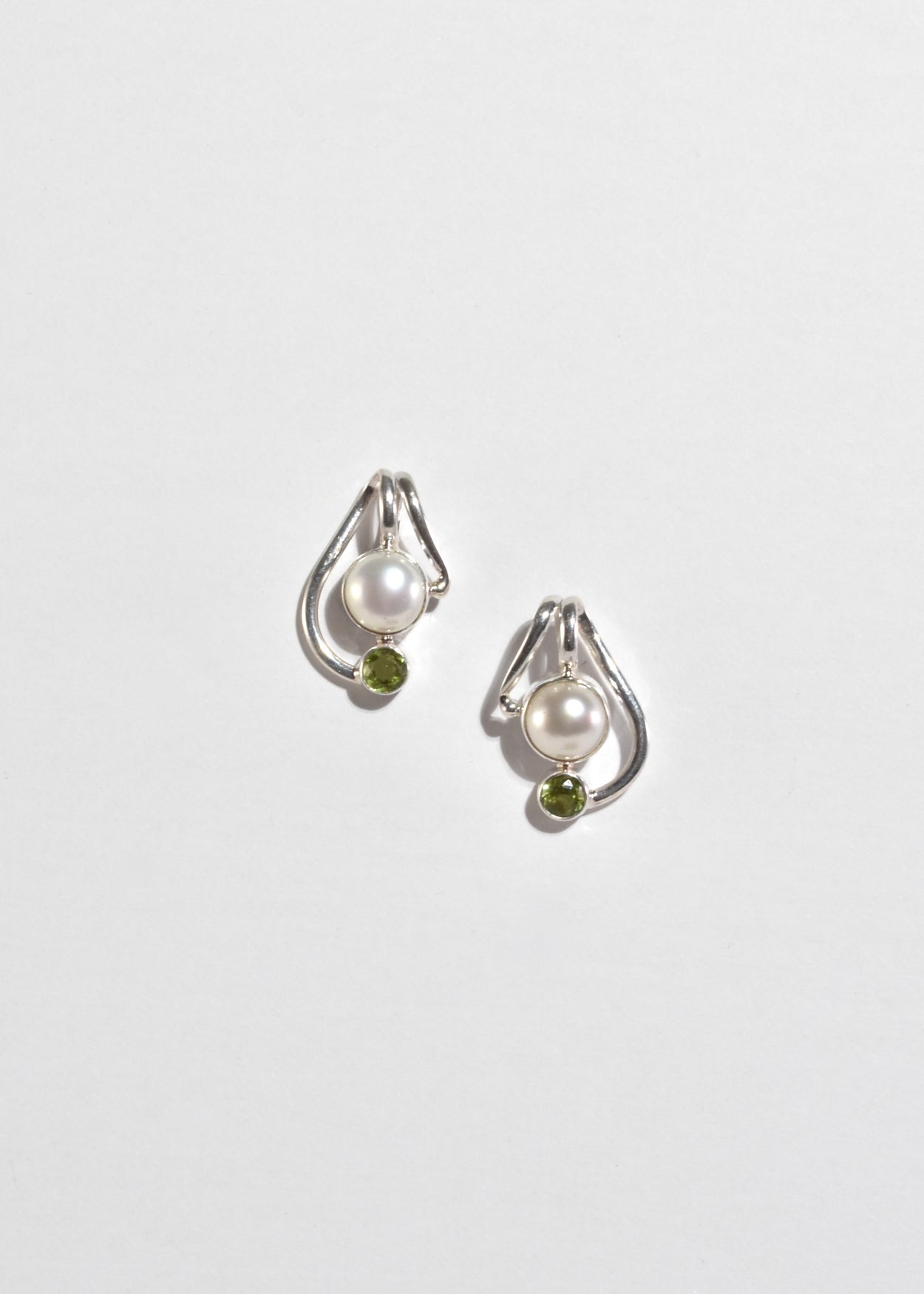 Abstract Pearl Peridot Earrings