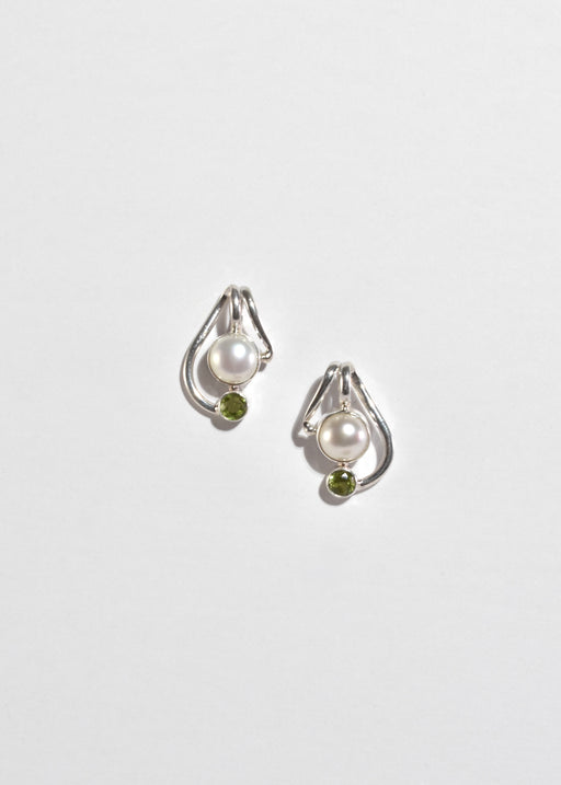 Abstract Pearl Peridot Earrings