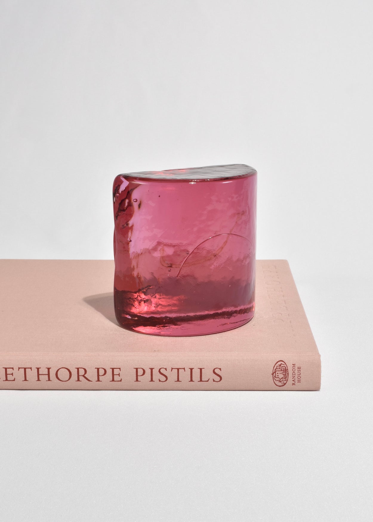 Pink Half Moon Glass Bookends
