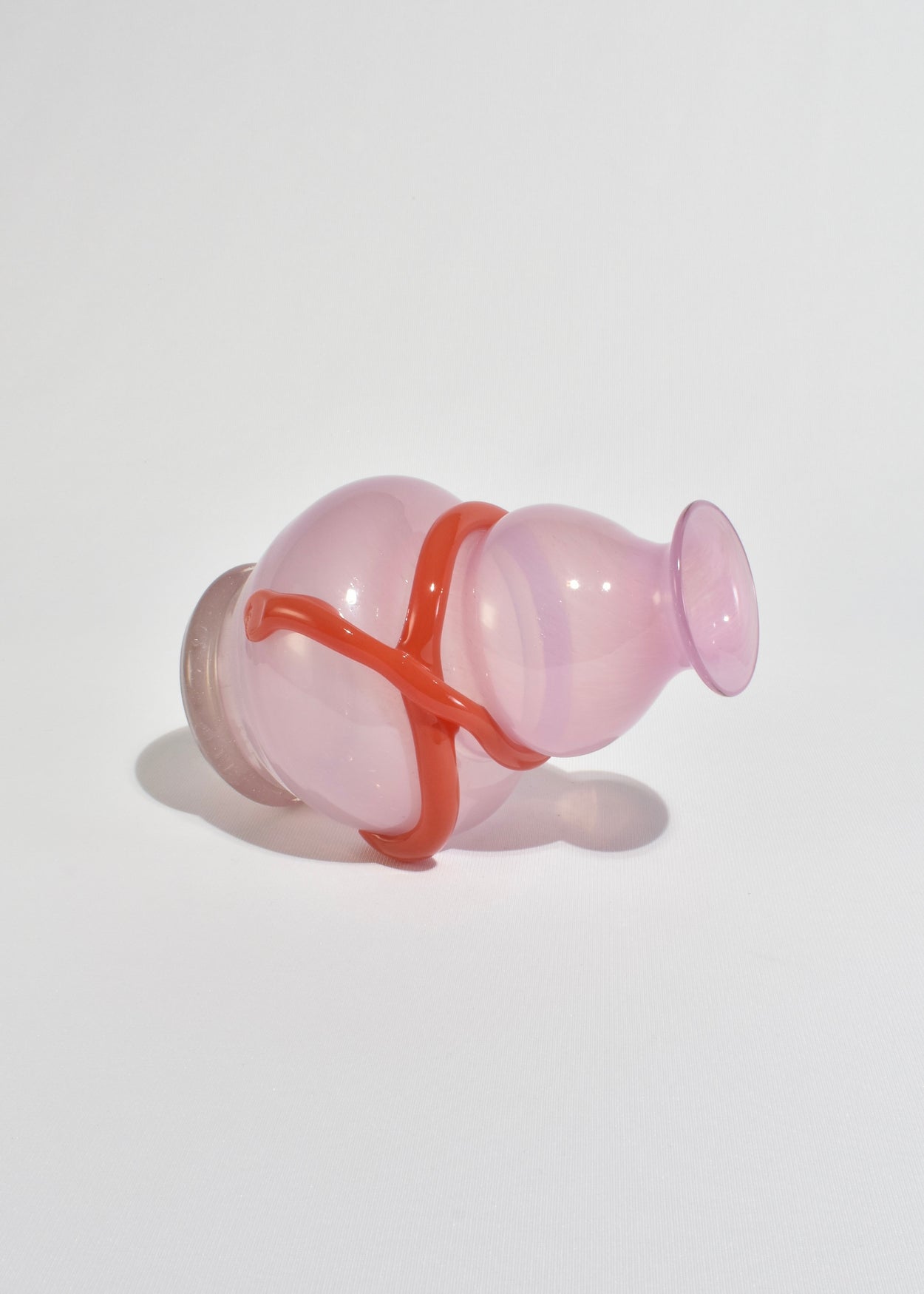 Red Ribbon Glass Vase