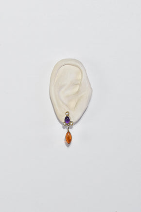 Amethyst Amber Pearl Earrings