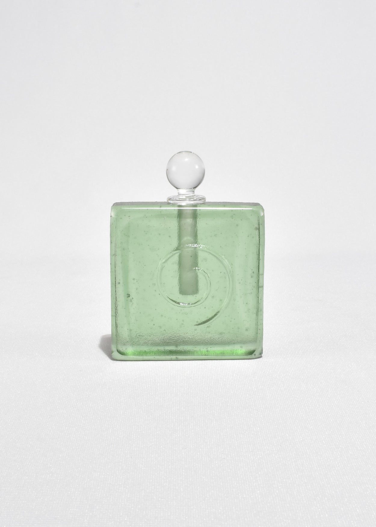 Large Spiral Glass Perfume Bottle in Spruce Green
