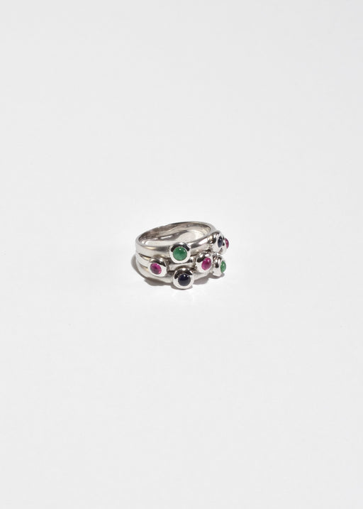Colorful White Gold Ring
