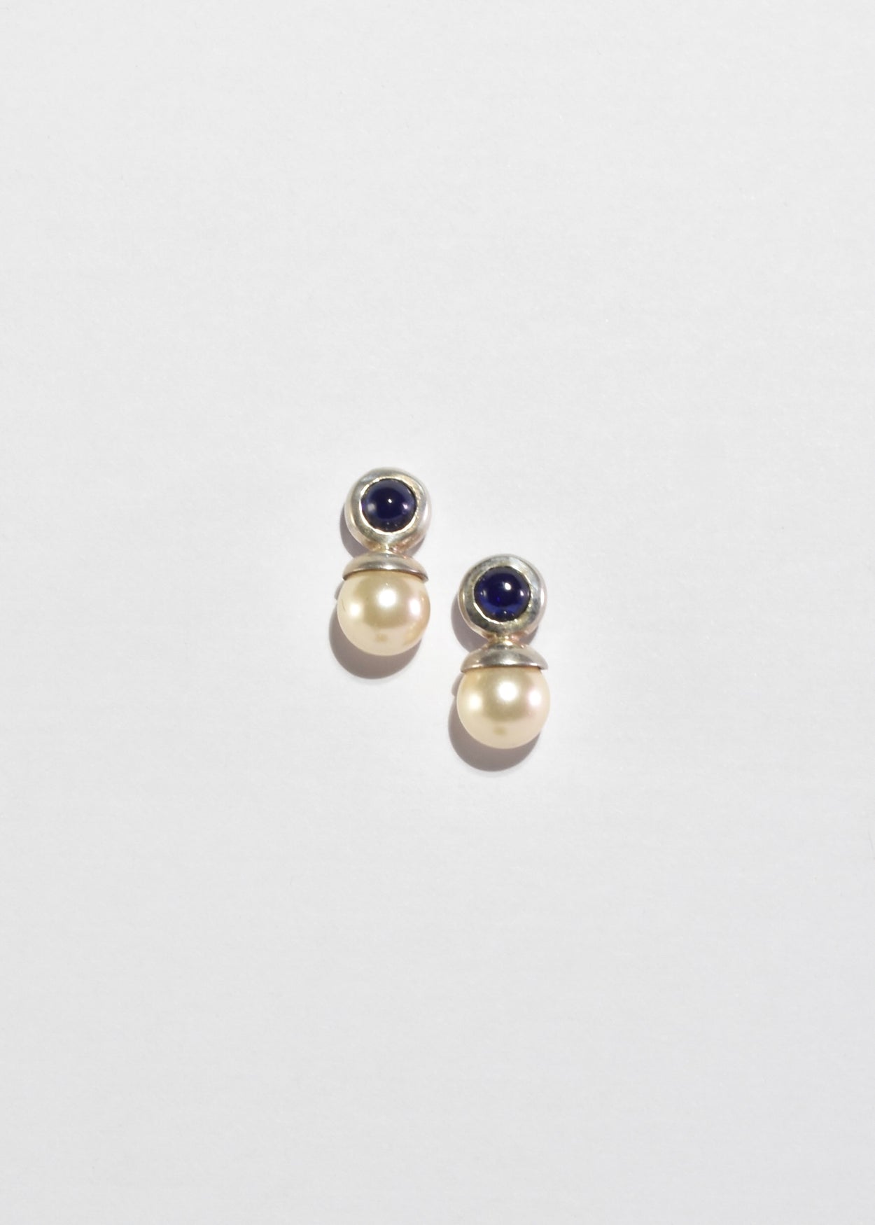 Blue Glass Pearl Earrings