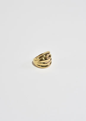 Gold Ribbed Statement Ring