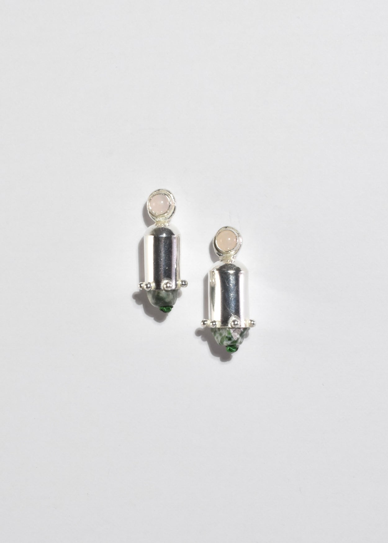Rose Quartz Cylindrical Bullet Earrings