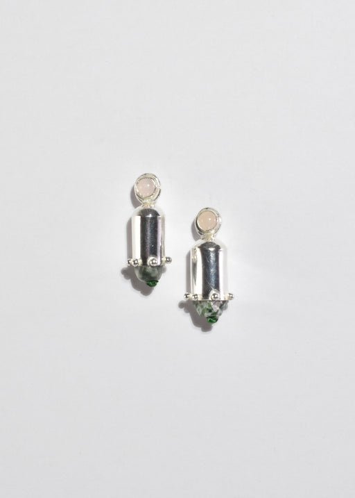 Rose Quartz Cylindrical Bullet Earrings