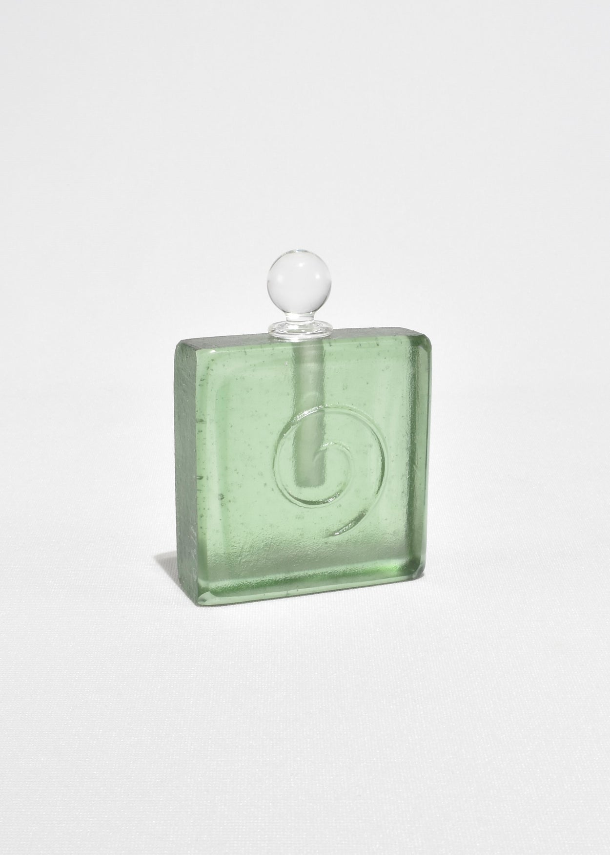 Large Spiral Glass Perfume Bottle in Spruce Green