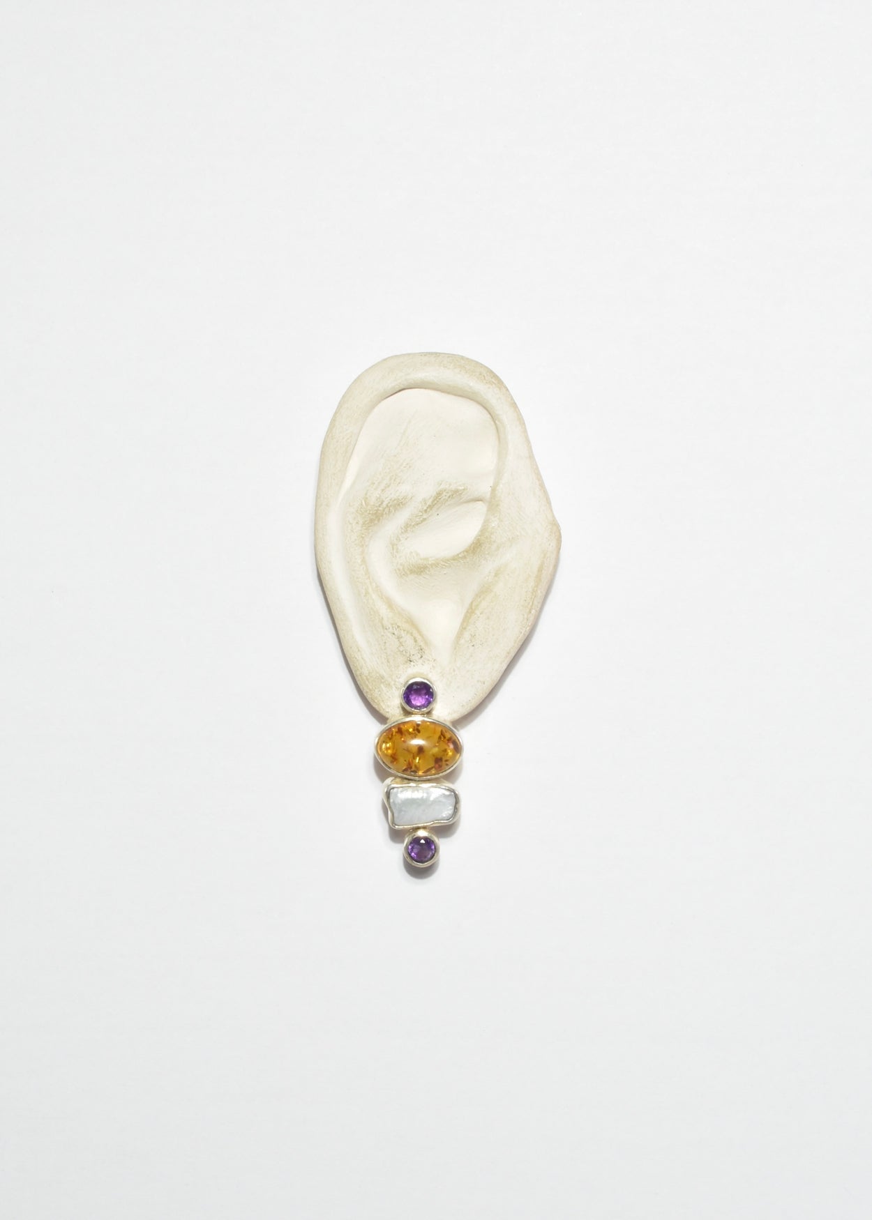 Amethyst Amber Pearl Earrings