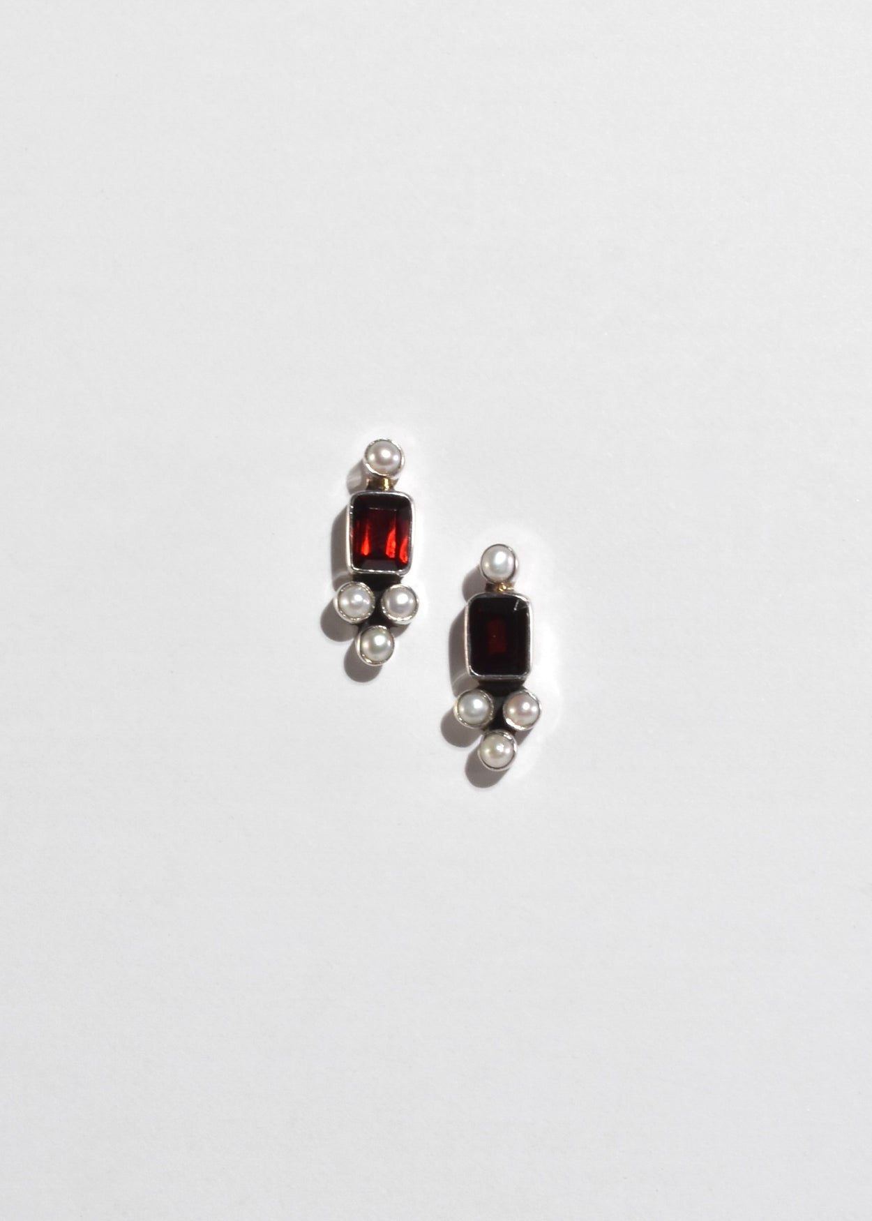 Garnet Pearl Cluster Earrings