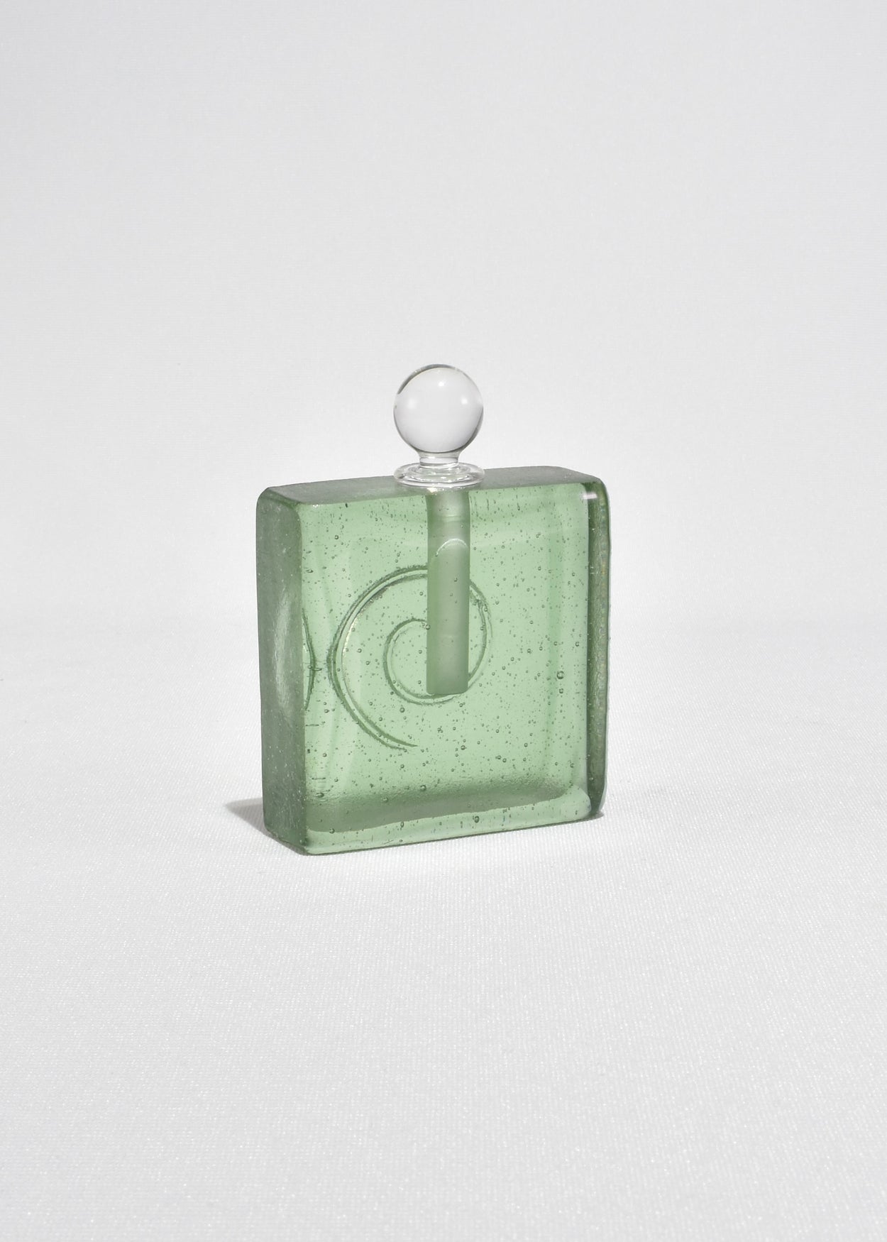Large Spiral Glass Perfume Bottle in Spruce Green