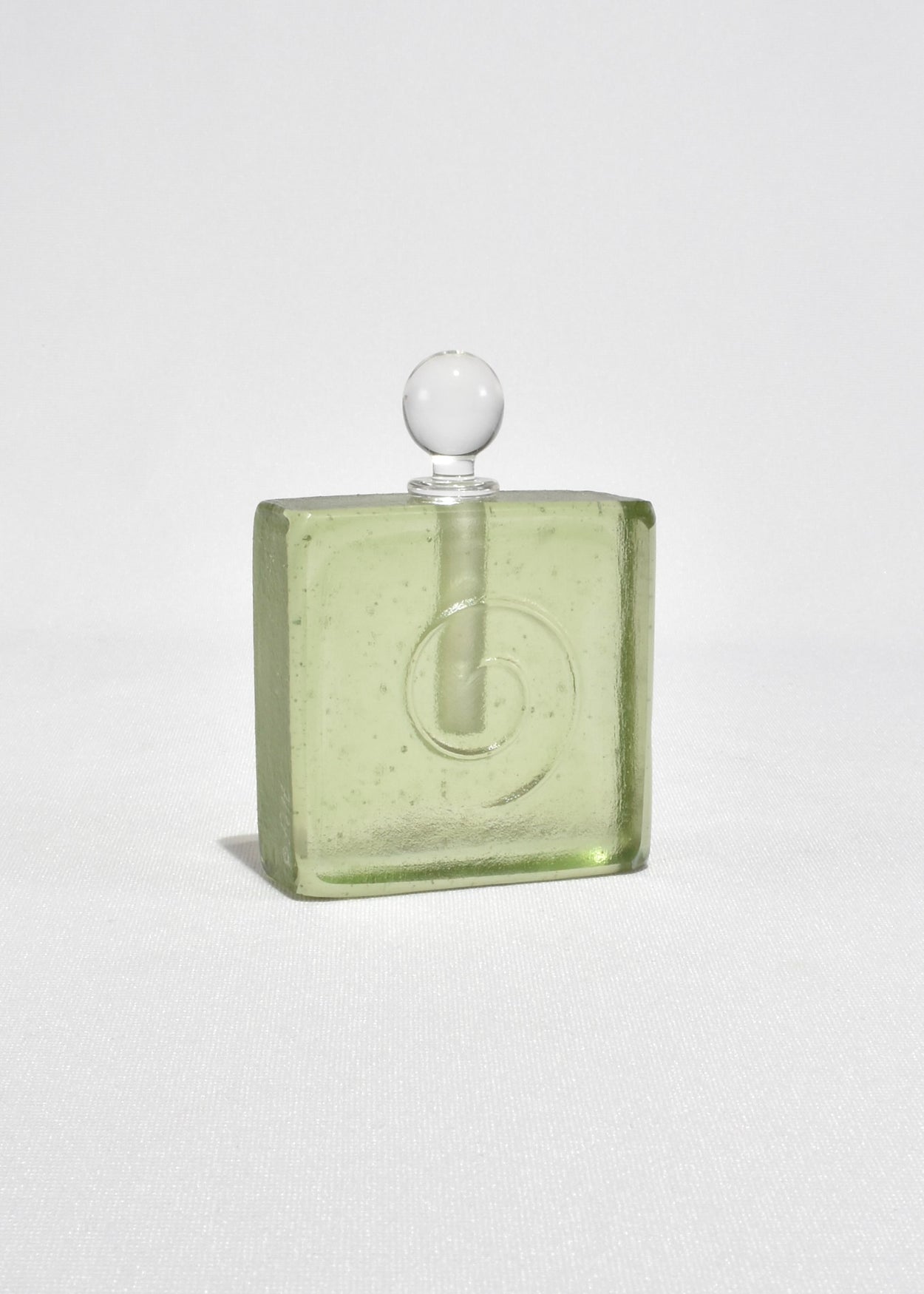 Large Spiral Glass Perfume Bottle in Light Green