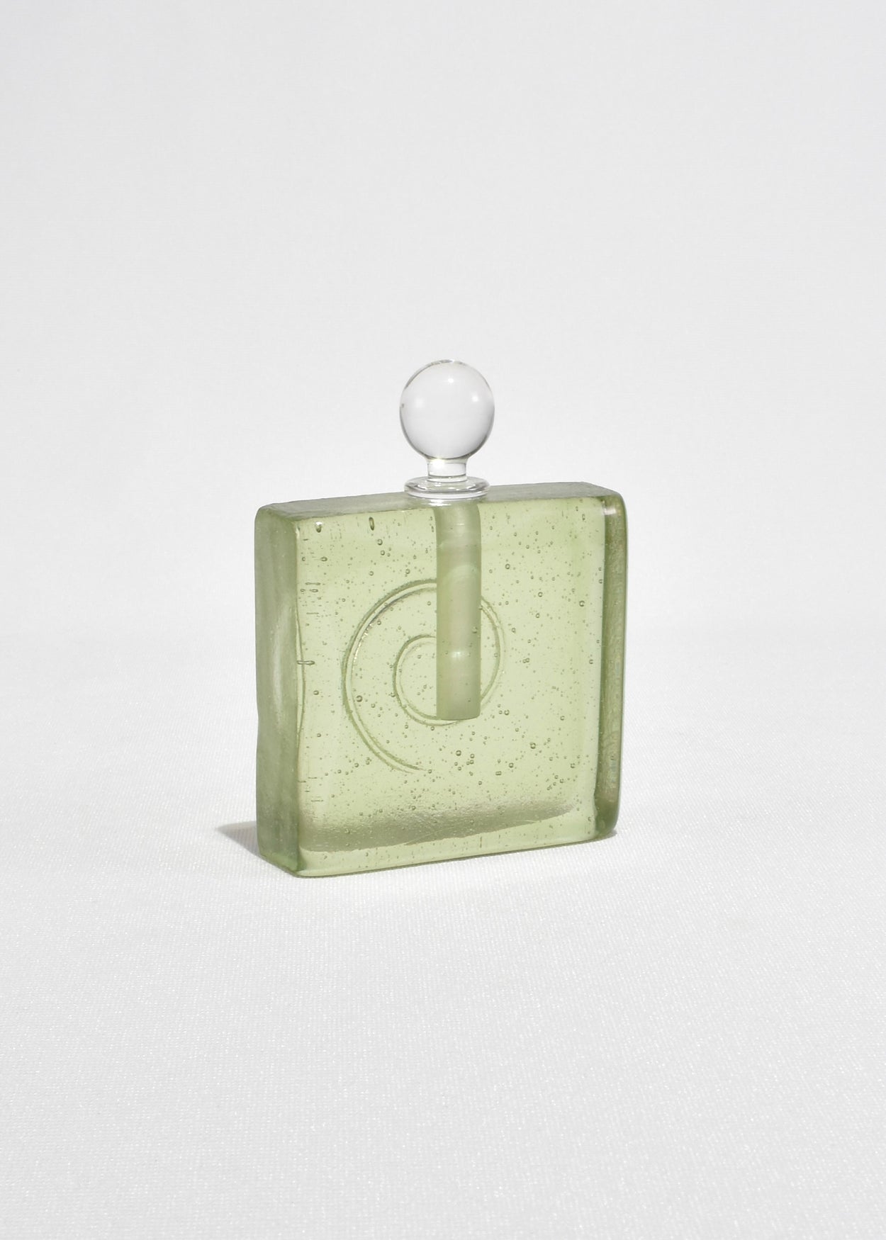 Large Spiral Glass Perfume Bottle in Light Green