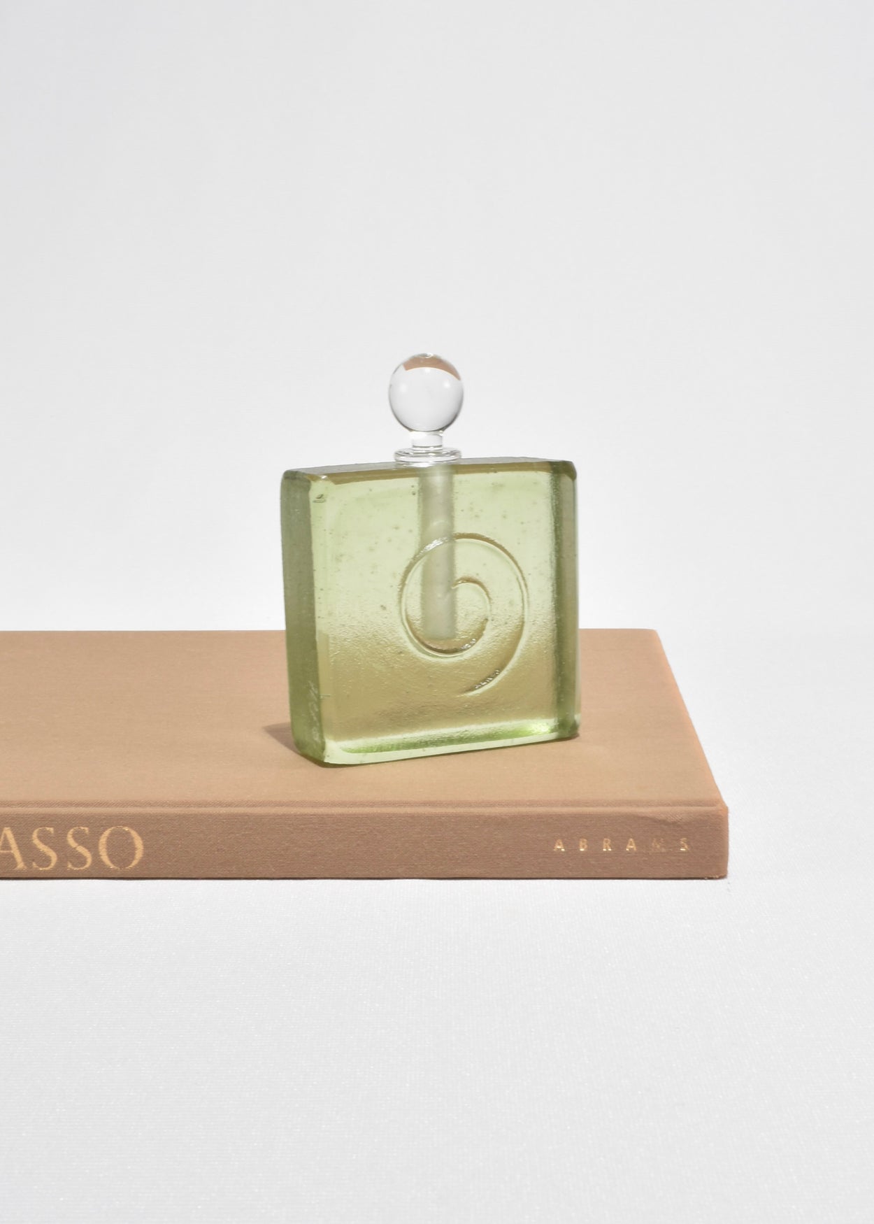 Large Spiral Glass Perfume Bottle in Light Green