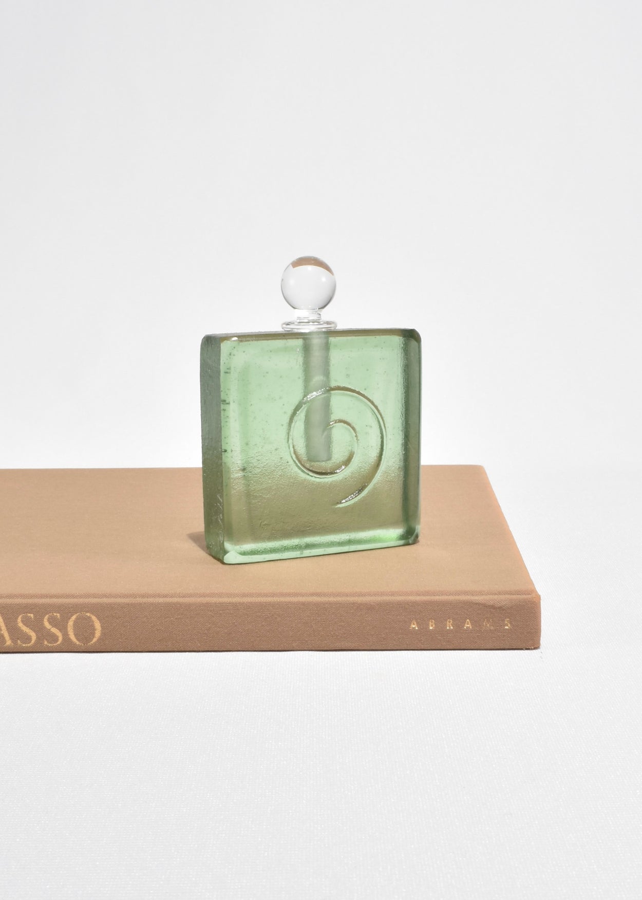 Large Spiral Glass Perfume Bottle in Spruce Green