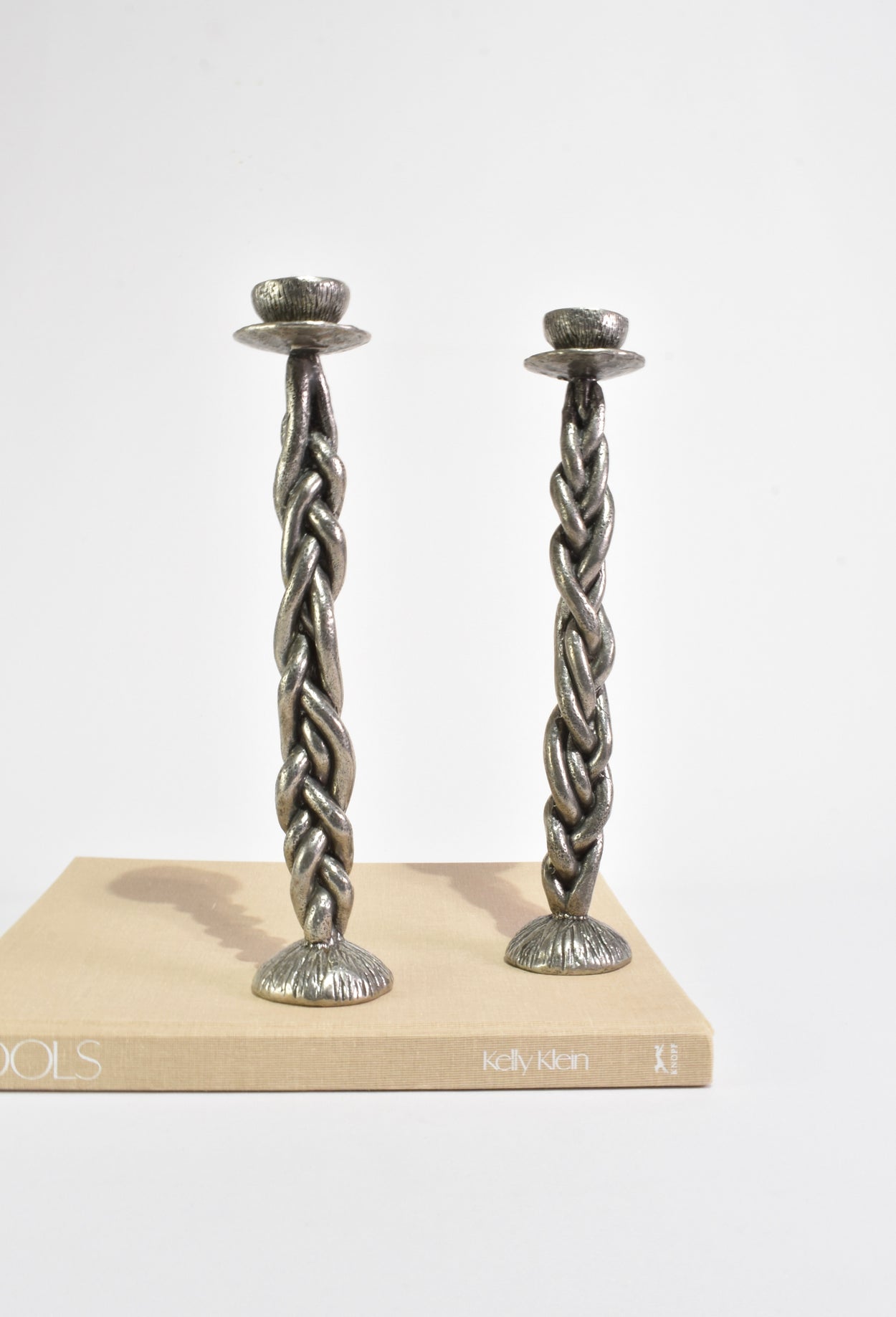 Twisted Pewter Candlestick Set