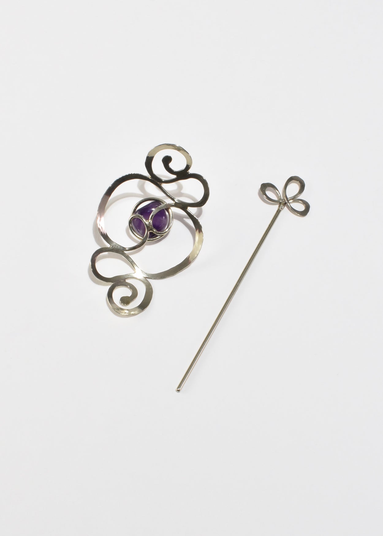 Abstract Amethyst Hair Pin