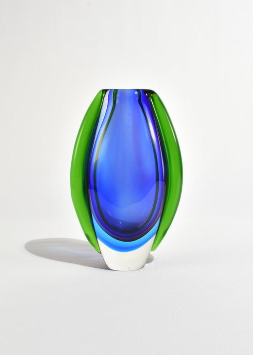 Cobalt and Green Italian Vase