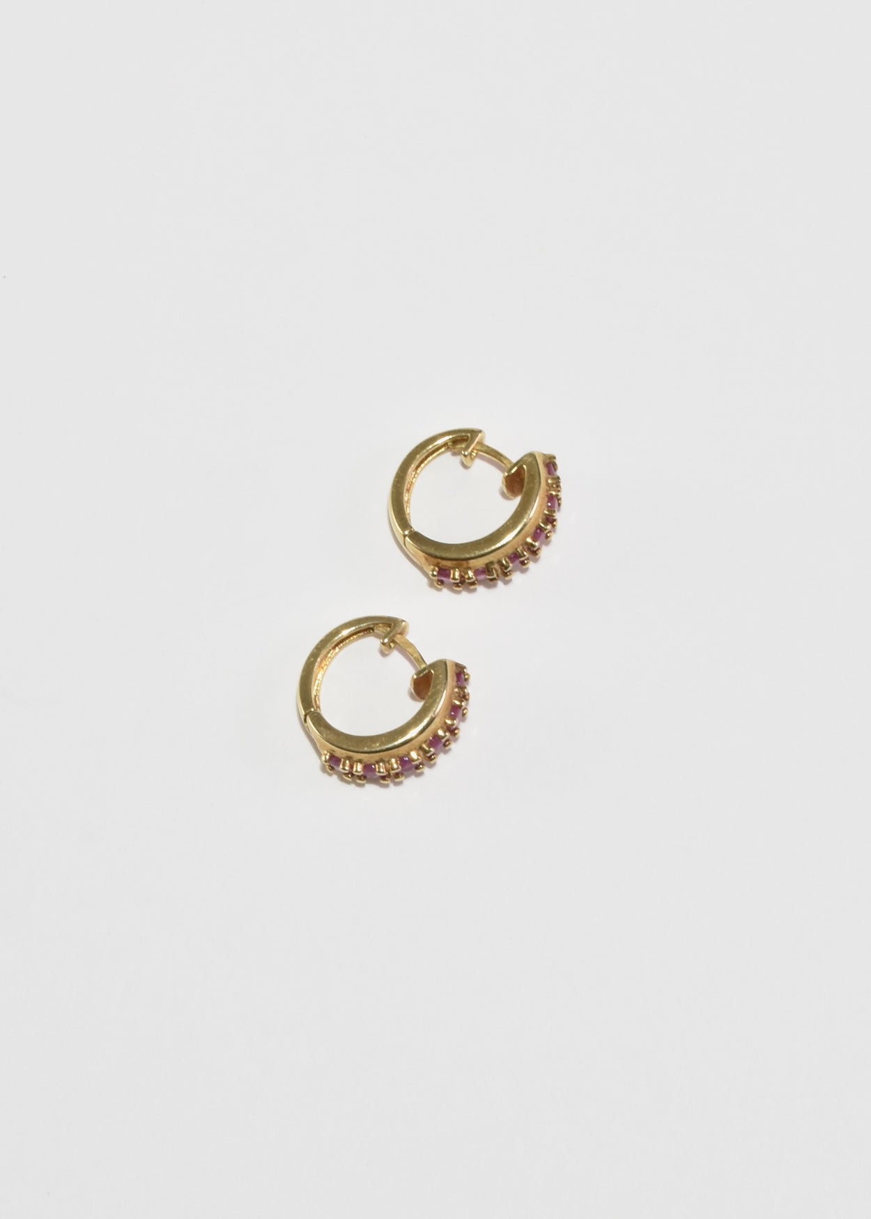 Gold Ruby Hoop Earrings