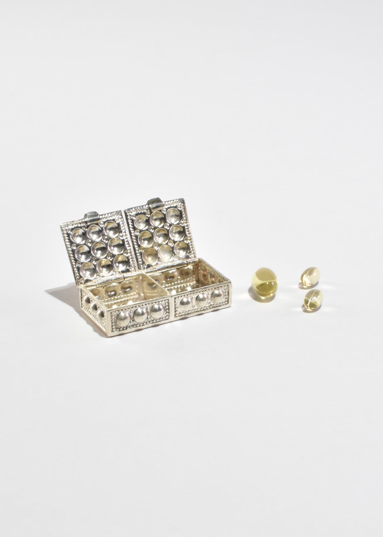 Double-Compartment Silver Pillbox