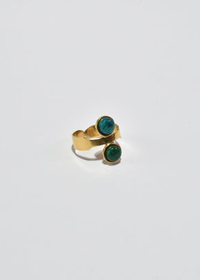 Gold Malachite Turquoise Ring