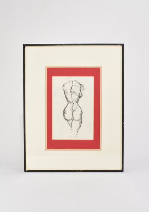 Charcoal Nude Figure, Framed