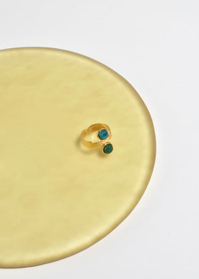 Gold Malachite Turquoise Ring