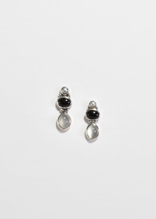 Onyx Moonstone Pearl Earrings