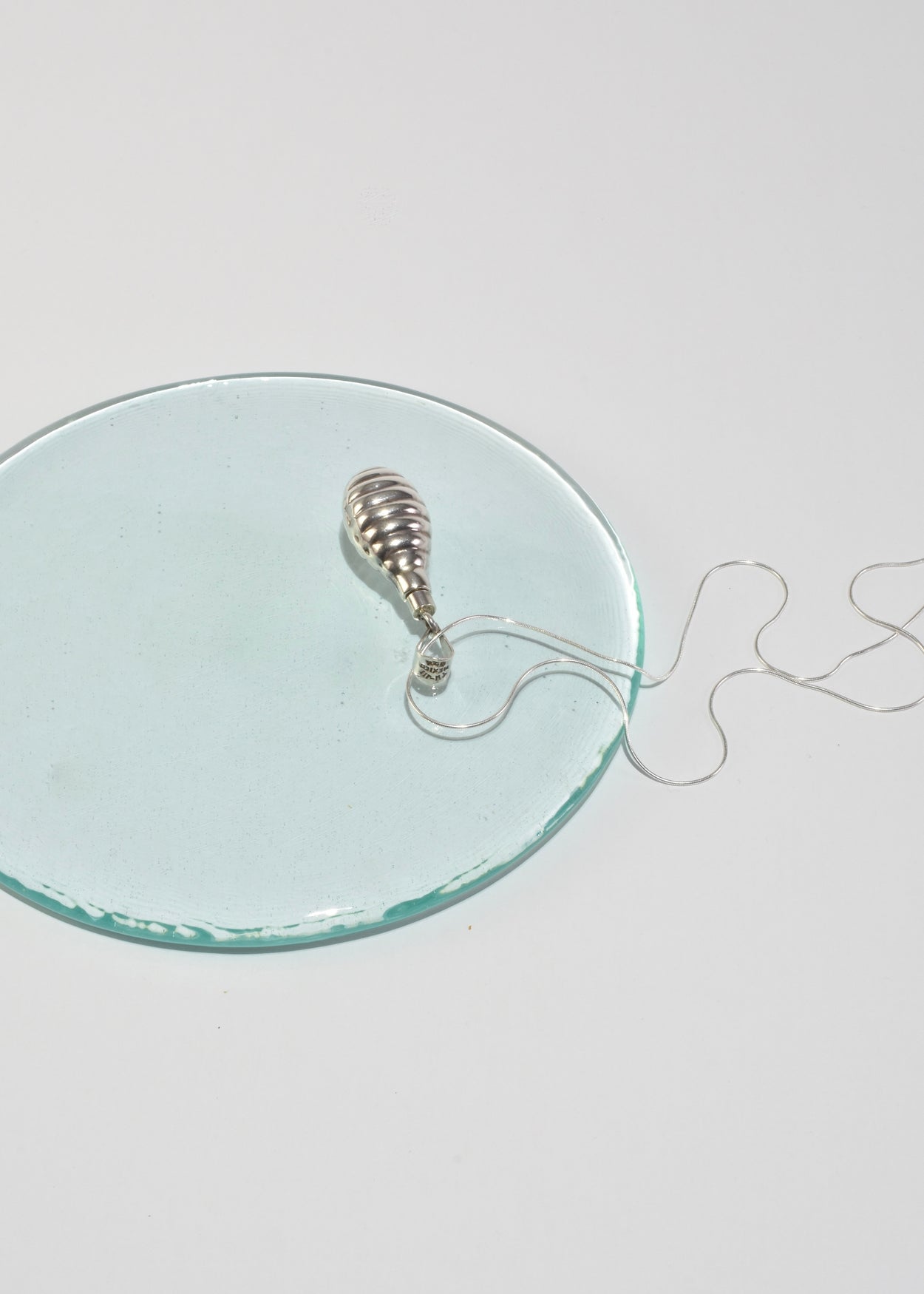 Ribbed Perfume Bottle Pendant Necklace