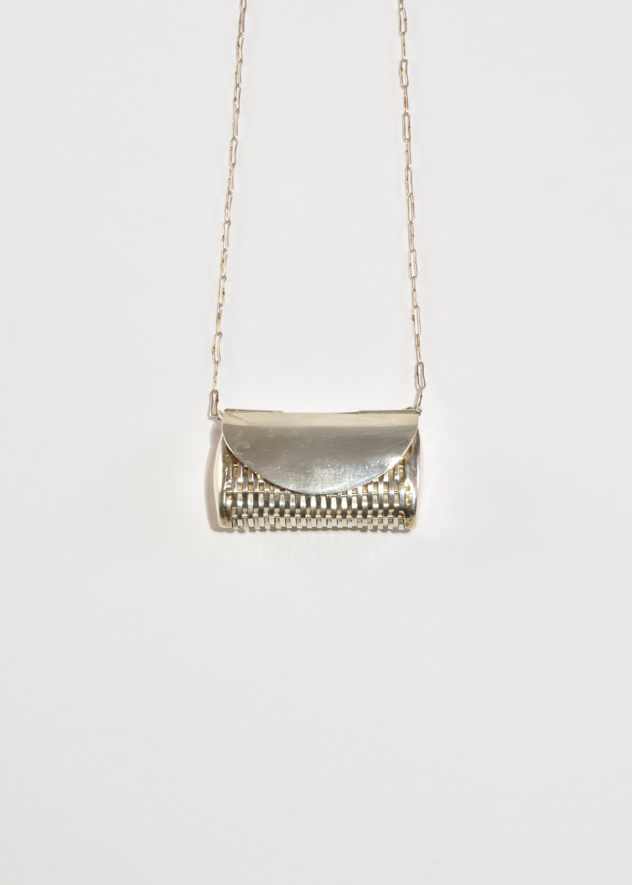 Sterling Basket Pendant Necklace
